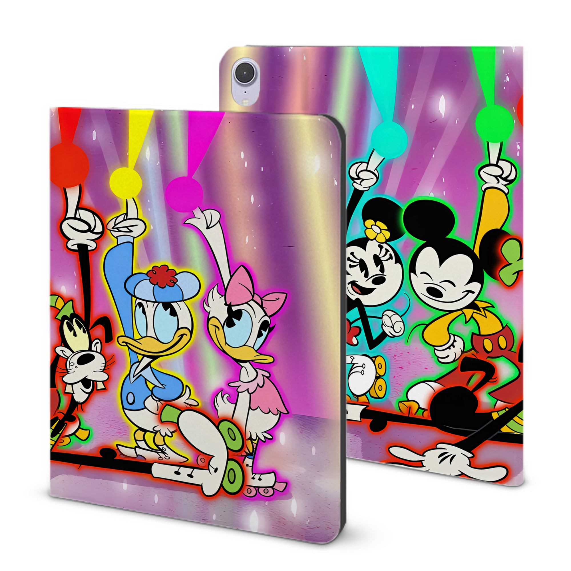 （画像用） ミッキーマウス Mickey Mouse IPad ケース ブック型 PUレザー TPU 耐衝撃 軽量 薄型 ペン収納なし 全面保護 IPad 各モデル対応